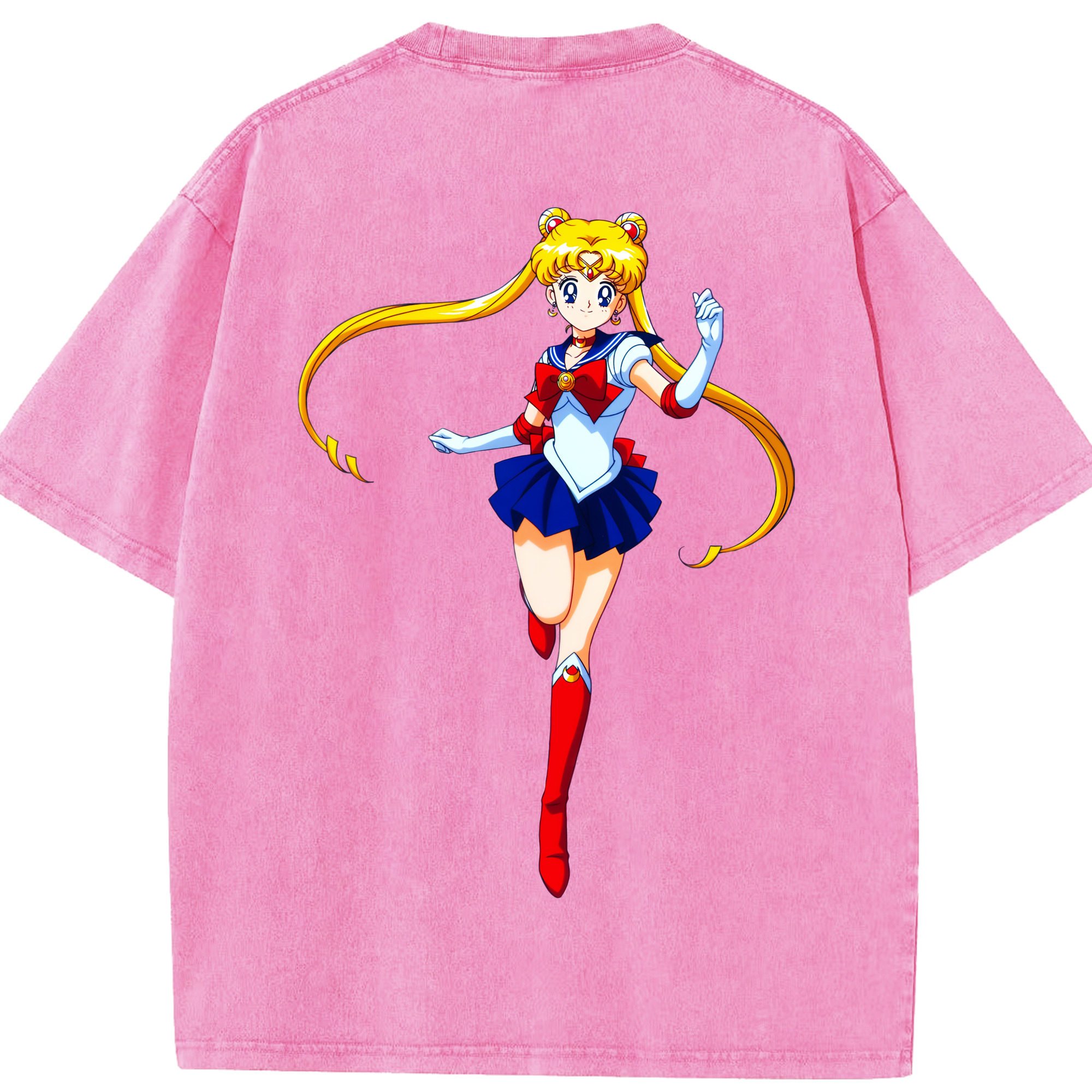 （画像用） 美少女戦士セーラームーン 月野 うさぎ つきの うさぎ Sailor Moon Tsukino Usagi 綿100% ヴィンテージ風 半袖Tシャツ（背面プリント）